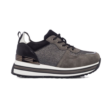 Sneakers grigie glitterate da donna con maxi-suola Lora Ferres, Donna, SKU w014000757, Immagine 0